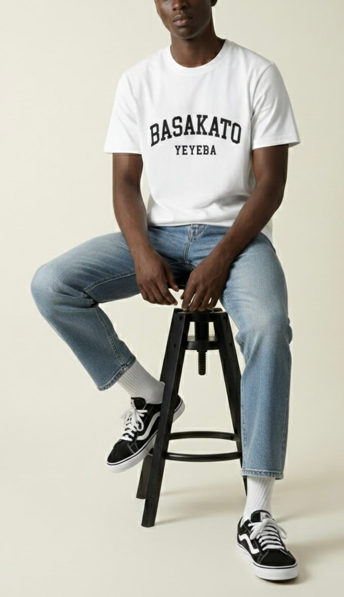 Camiseta Basakato bordada en negro - Unisex